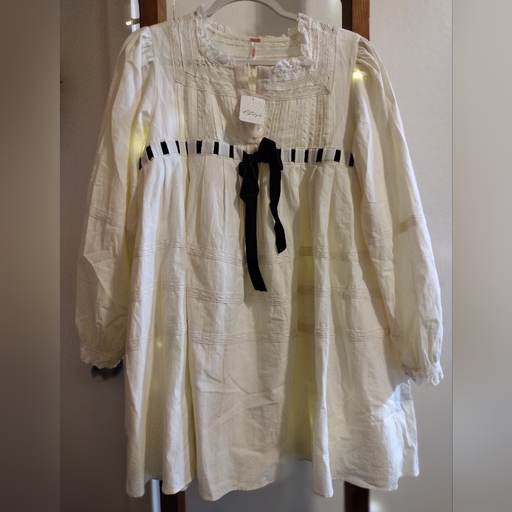 NWT Free People Vanilla Cream Lacy Boho Babydoll Dress Size XS $168 Original